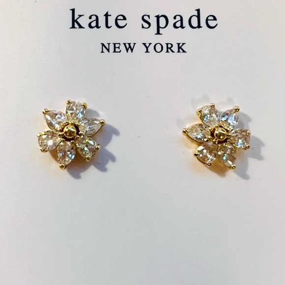 $48 Kate Spade first bloom stud earrings clear / gold - Picture 3 of 7